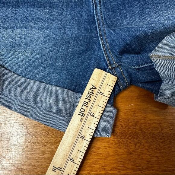 Kancan High Rise Medium Stone Wash Denim Shorts Size Medium M Stretch Casual - Picture 9 of 10